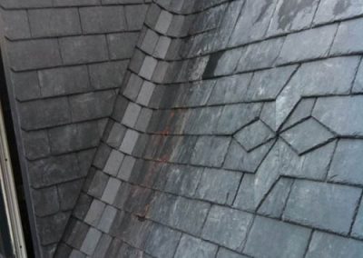 slate curved valley on a hipped dormer - slate decorative pattern