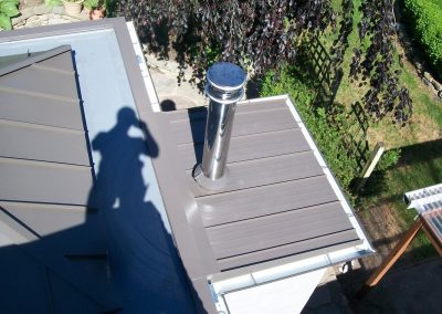 standind seam metal roof on outdoor kitchen - chimney to roof connexion, kent, WA