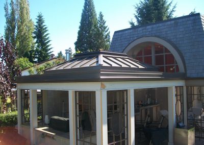 standind seam metal roof on outdoor kitchen, kent, WA